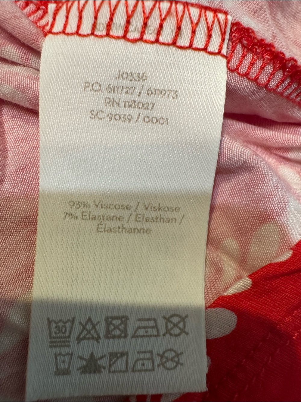 oden Talia Jersey Dress Red White Long Sleeve Cinch Tie Waist Classic 4 Long - Picture 7 of 7